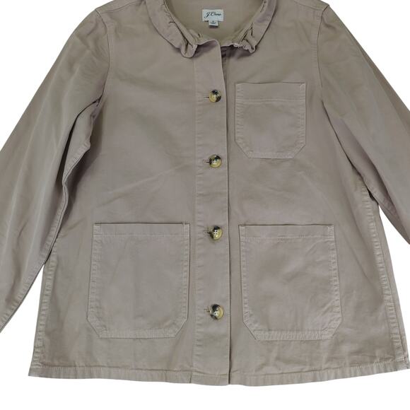 J.Crew Ruffled Chino Chore Jacket AW103 Button Front Utility‎ Women's Size Small - Picture 4 of 9